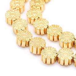 Golden Plated Electroplate Non-magnetic Synthetic Hematite Beads Strands, Grade AA, Long-Lasting Plated, Flower, Golden Plated, 6~7x3mm, Hole: 0.8mm, about 62pcs/strand, 15.7 inch(40cm)
