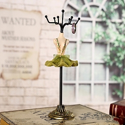 Желто-Зеленый Вращающаяся стойка для хранения сережек из смолы в виде платья принцессы, держатель для демонстрации железных ожерелий, подставки для хранения ювелирных изделий, желто-зеленый, 7.5x6x25 см