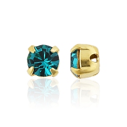 60230 Blue Zircon Preciosa® maxima crystal в пришивной чашке, чешский хрусталь, с настройками латуни, 719 37 085 шатон (круглый), золотые, 60230 голубой циркон, ss 29 (6.15~6.35 мм)