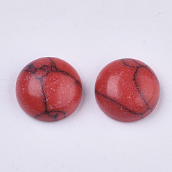 Красный Окрашенные синтетические бирюзовые кабошоны с плоской спинкой и куполом, полукруглый, красные, 8x3.5 мм