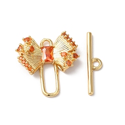 Оранжевый Латуни Переключить застежками, со стеклом, без никеля , бантом, золотые, оранжевые, 18.5x18x5 мм, бар: 4.5x20x1.5 mm, отверстие : 1 мм