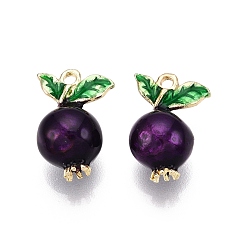 Blueberry Подвески из эмали и сплава, без кадмия, без никеля и без свинца, золотой свет, стойки покрытие, черника, 18x12.5x10 мм, отверстие : 1.6~1.8 мм