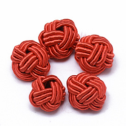 Tomato Polyester & Cotton Woven Beads, Half Drilled, Half Round, Tomato, 14~17x16~22x17~23mm, Half Hole: 8~16mm