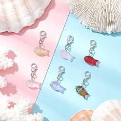 Платина Подвесные украшения из прозрачного стекла, окрашенного распылением, с цинковым сплавом застежками омаров коготь, рыба, платина, 27 мм