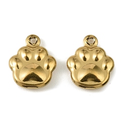 Настоящее золото 18K 304 подвески из нержавеющей стали. подвеска в виде отпечатка лапы, реальный 18 k позолоченный, 12x10x3 мм, отверстие : 1 мм