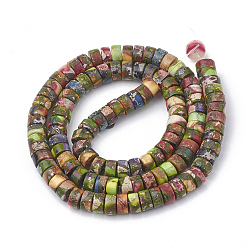 Colorful Synthetic Gold Line Imperial Jasper Beads Strands, Heishi Beads, Flat Round/Disc, Colorful, 4~5x2~2.5mm, Hole: 0.5mm, about 173pcs/strand, 15.5 inch