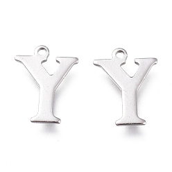 Letter Y Устойчивые к потускнению 304 подвески из нержавеющей стали, лазерная резка, алфавит, цвет нержавеющей стали, letter.y, 12.5x9.5x0.8 мм, отверстие : 1 мм