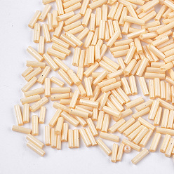 Bisque Glass Bugle Beads, Round Hole, Opaque Colours, Bisque, 6~7x1.5~2mm, Hole: 0.8mm, about 10000pcs/bag
