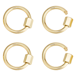 Настоящее золото 18K 4шт. латунные винтовые карабины-замки-брелки, для изготовления ожерелий, быстрые ссылки, долговечный, без кадмия и без свинца и без никеля, кольцо, реальный 18 k позолоченный, 20x2 мм, Винт: 6x5x5 мм
