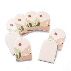 Разноцветный Акриловые подвески, 3 d распечатано, овал с рисунком лестницы, красочный, 39~40x25~25.5x2~2.5 мм, отверстие : 1.8 мм