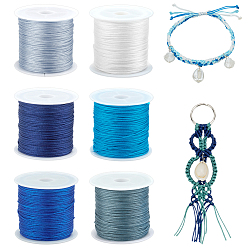 (52) Непрозрачная лаванда 6 рулоны 6 цвета нейлоновый шнур с китайским узлом, нейлоновый шнур для изготовления украшений, разноцветные, 0.8 мм, 45 м / рулон, 1 рулон / цвет
