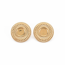 Настоящее золото 14K Ионное покрытие (ip) 304 серьги-клипсы из нержавеющей стали, , плоско-круглые, без никеля , реальный 14 k позолоченный, 18 мм, лоток : 7 мм