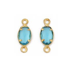 Светло-Голубой Латунные подвески k9 для стеклянных разъемов, без кадмия и без свинца, овальные связи, сырой (без покрытия), Небесно-голубой, 11.5x4.5x2 мм, отверстие : 1.2 мм