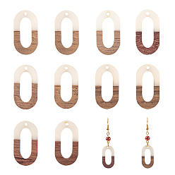 Белый Подвески из смолы и дерева, овальные, белые, 28x15x3.5~4 мм, отверстие : 1.5 мм, 10 шт / коробка