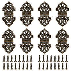 Античная Бронза Деревянный ящик замок застежки на вылов, шкатулка застежка, античная бронза, 53x28x4 мм, отверстие : 2 мм, 30sets / коробка