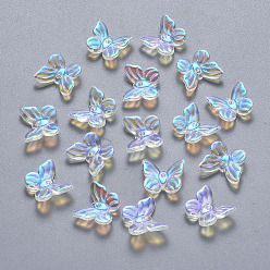 Прозрачный АВ Прозрачные брызги окрашенные стеклянные подвески, с покрытием AB цвета, бабочка, ясно AB, 9.5x11x3 мм, отверстие : 0.8 мм