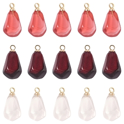 Gemischte Farbe 15 Stk. 3 Farben Harzanhänger, mit vergoldeten Eisenschlaufen, Imitation Lebensmittel, Granatapfelkernen, Gemischte Farbe, 16x9 mm, 5 Stk. je Farbe