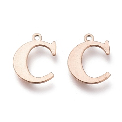 Letter C Вакуумное покрытие pvd 304 подвески из нержавеющей стали, лазерная резка, алфавит, розовое золото , letter.c, 12.5x9.5x0.8 мм, отверстие : 1 мм