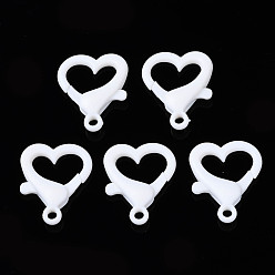 Белый Непрозрачные акриловые застежки в виде когтей лобстера, сердце, белые, 26.5x22x6.5 мм, отверстие : 3 мм