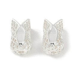 Посеребрённый Латунные бусины, без кадмия, без никеля и без свинца, цветок, 925 серебро покрытием, 10x6 мм, отверстие : 1.4 мм