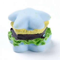 Sky Blue Resin Cabochons, Hamburger, Sky Blue, 20x21x17mm