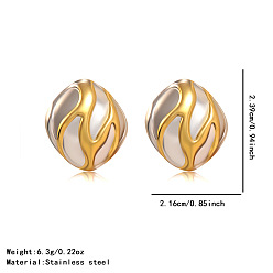 Круглые Двухцветные 304 серьги-гвоздики из нержавеющей стали, золотые и нержавеющая сталь цвет, круглые, 23.9x21.6 мм