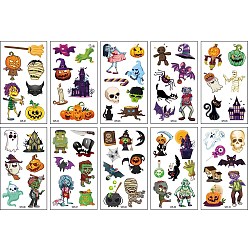 (52) Непрозрачная лаванда Съемная временная тату-наклейка на тему Хэллоуина, Мультяшные татуировки для мужчин и женщин, принадлежности для украшения вечеринок для косплея, разноцветные, 120x68 мм, 10 шт / комплект