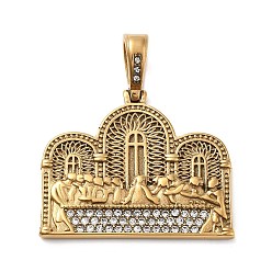 Золотой 304 из нержавеющей стали горный хрусталь подвески, с пластиковой жемчужины, ионное покрытие (ip), последний ужин, золотые, 34.5x41x3.5 мм, отверстие : 9.5x7.5 мм