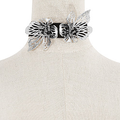 Цветок Ожерелья-чокеры из сплава в стиле панк для женщин, платина, цветок, 13.58 дюйм (34.5 см)