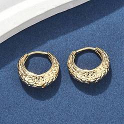 Настоящее золото 18K Латунные серьги обруча, реальный 18 k позолоченный, 13x14x6 мм