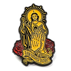 Золотистый Брошь-булавка в виде цветка розы Сан Иуда из цинкового сплава с эмалью, золотые, 30x19.5 мм