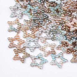 (52) Непрозрачная лаванда Радуга ABS пластик имитация жемчуга кольца, градиент русалка жемчужина, звезда, разноцветные, 11.5x12x2 мм, внутренняя мера: 3x3 мм, около 1000 шт. / пакет