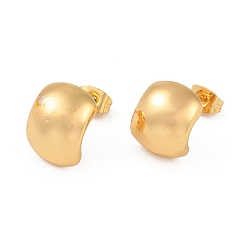 Золотой 201 изогнутые серьги-гвоздики из нержавеющей стали, с 304 штифта из нержавеющей стали, золотые, 14x10.5 мм