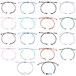 Mixed Color 40Pcs 8 Colors Waxed Polyester Cord Bracelets Making, with 304 Stainless Steel Jump Rings, Mixed Color, 140mm, 5pcs/color