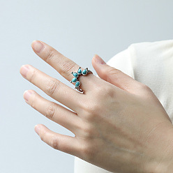 Arch Résine d'alliage bagues, argent antique, arc, 18mm