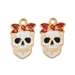 Skull Хэллоуин 304 из нержавеющей стали подвески, с эмалью, ионное покрытие (ip), реальный 18 k позолоченный, череп, 17.5x11.5x0.8 мм, отверстие : 2 мм