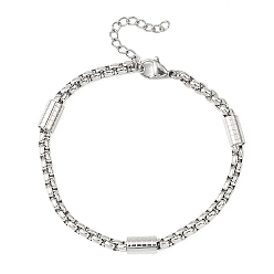 Нержавеющая Сталь Цвет Устойчивые к потускнению 304 браслеты-цепочки из нержавеющей стали для женщин, цвет нержавеющей стали, 7-3/8 дюйм (18.7 см)