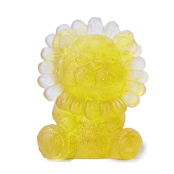 Цитрин Украшение в виде льва из смолы, с натуральной цитриновой крошкой внутри статуэток для украшения домашнего офиса, 50x30x60 мм