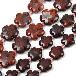 Брекчированных Джаспер Природные брекчированных яшмы бисер нитей, цветок, с бисером, 14.5~15x15~15.5x5~7 мм, отверстие : 0.9~1 мм, около 27 шт / нитка, 17.68 я ч(44.9см)