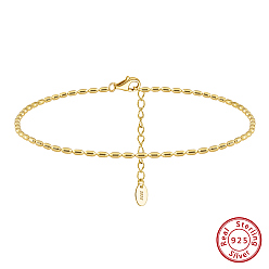 Real 14K Gold Plated 925 Sterling Silver Anklet, Real 14K Gold Plated, 8-5/8 inch(21.8cm)