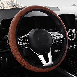 Sienna PU Leather Steering Wheel Cover, Skidproof Cover, Universal Car Wheel Protector, Sienna, 380mm
