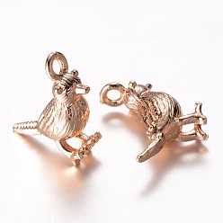 Light Gold Латунь прелести, птица, золотой свет, 14x12x5 мм, отверстие : 1 мм