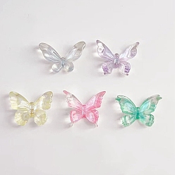 (52) Непрозрачная лаванда Прозрачный кабошон из смолы, бабочка, разноцветные, 16.5~19x22~24.5x5.5~6 мм