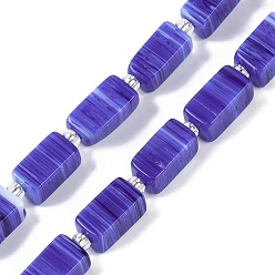 Розовато-лиловый Бусы лэмпворк ручной работы, прямоугольник с бисером, розовато-лиловый, 11~12x5.5~6.5x5~6 мм, отверстие : 0.7 мм, около 30~32 шт / нитка, 16.14'' (41 см)