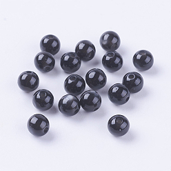 Черный Подражали Кошачий глаз гранулы смолы, круглые, чёрные, 6 мм, отверстие : 1.5 мм