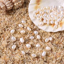 Кремово-белый 10шт. натуральные пресноводные жемчужные бусины, барочный жемчуг кеши жемчужные бусы, двух сторон полированной, кремово-белые, 4.5~6x3x2~3 мм, отверстие : 0.5 мм