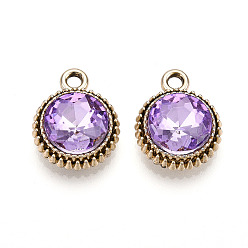 Средний Фиолетовый K 5 стеклянные подвески, плоско-круглые, граненые, со сплавочной фурнитурой, золотой свет, средне фиолетовый, 17~17.7x14x5.2~6 мм, отверстие : 2 мм