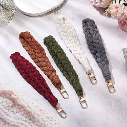 (52) Непрозрачная лаванда Ручная работа макраме хлопковые нитки ремешок на запястье подвеска украшение, сплав поворотные застежки подвески для сумки брелок телефон украшения, разноцветные, 165x21 мм