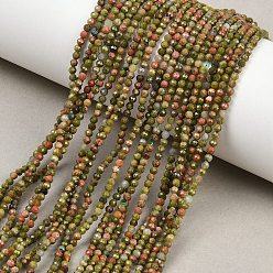 Унакит Природные Unakite бисер нитей, круглые, граненые, 2.5 мм, отверстие : 0.5 мм, около 184~186 шт / нитка, 15.12~15.47'' (38.4~39.3 см)