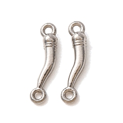 Stainless Steel Color 304 Stainless Steel Connector Charms, Hot Pepper Links, Stainless Steel Color, 14x3x2.5mm, Hole: 1mm